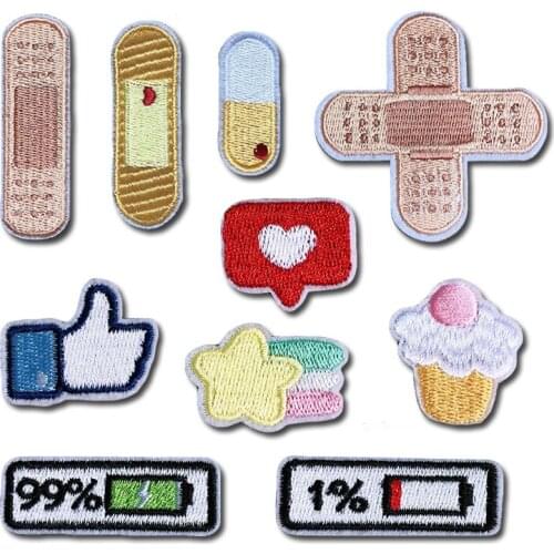 New Battery Power Cake Band-aid Patch Cartoon Full Embroidered Children Clothes Patch Decoration Shoes and Hats Patching Holes