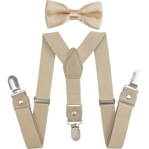 2019 All New Suspenders Set boys Leather Adustable Braces with Bow Tie for Wedding Party