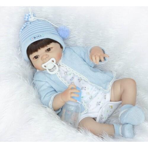 55cm Full Body Silicone Reborn Baby Doll Toys Lifelike Play House Toy Newborn Boy Baby Christmas Gift Bathe Shower Toy