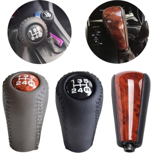 For Toyota Prado 120 2003-2009 Genuine Leather Gear Shifter Knob Handle AT Speed Peachwood Shift Knob