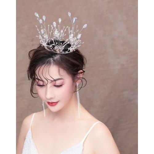 BRIDAL TIARA WEDDING CROWN 2020 NEW KOREAN WEDDING DRESS BAROQUE HAIR Set Wedding Atmosphere Accessories