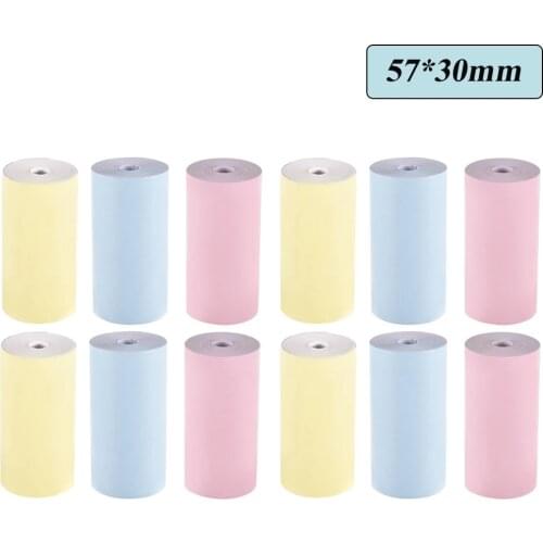 2021 Printable Sticker Paper Roll Direct Thermal Paper with Self-adhesive 57*30mm for PeriPage A6 Pocket Thermal Printer