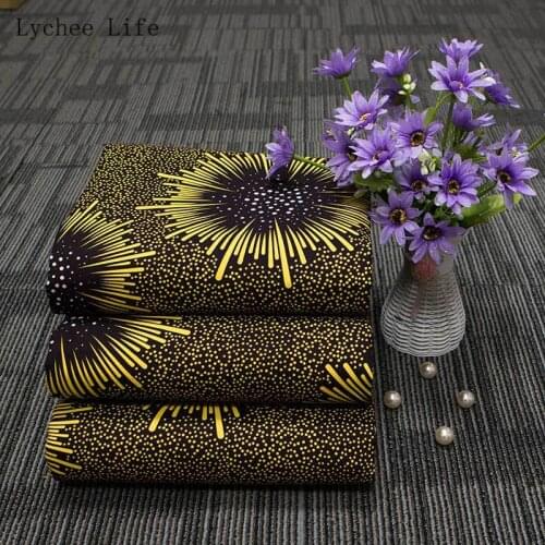Lychee Life 1Yard Ankara African Real Wax Fabric High Quality Polyester Sewing Fabric For Women Dress Decoration