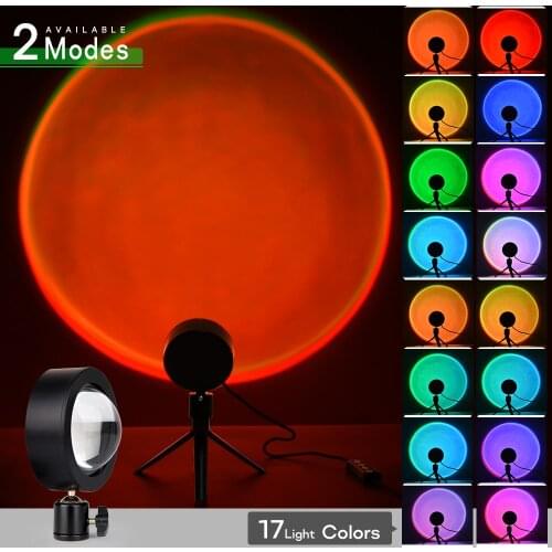 USB Sunset Lamp Rainbow Set For Bedroom Home Tiktok Led Atmosphere Decoration Night Light With Tripod Photographic Lighting