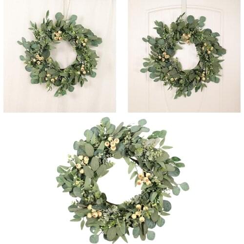 Eucalyptus Wreath Artificial Leaves Background Hanging Wall Window Decorative Wedding Party Supplies Christmas Home Decoration