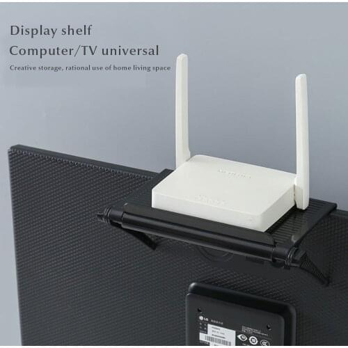 Screen Top Shelf TV Top Storage Bracket Adjustable Monitor Top Shelf for Cellphone Stand Media Boxes Router Game Console