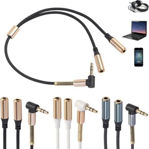 3.5mm Audio Stereo Y Splitter Cable 90 Degree Right Angle 3.5mm Male to 2 Female Headphone Adapterfor Tablets, MP3 Players