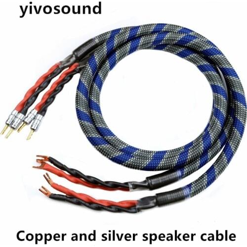 Yivosound 2328 copper silver mixed audio speaker cable HiFi amplifier speaker cable Y-Y Banana plug-Banana plug Banana plug-Y