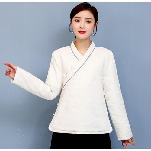 2020 New Year Women Traditional Chinese Clothing Jacket Retro Winter Hanfu Tang Suit China Oriental Ethnic Coats Tops 11684