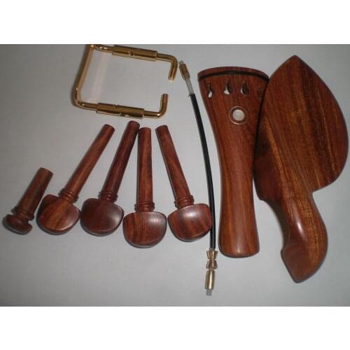 1 Set Quality Rose Wood Violin Fittings 1/2 with Chin Rest Clamp and Nylon Gut