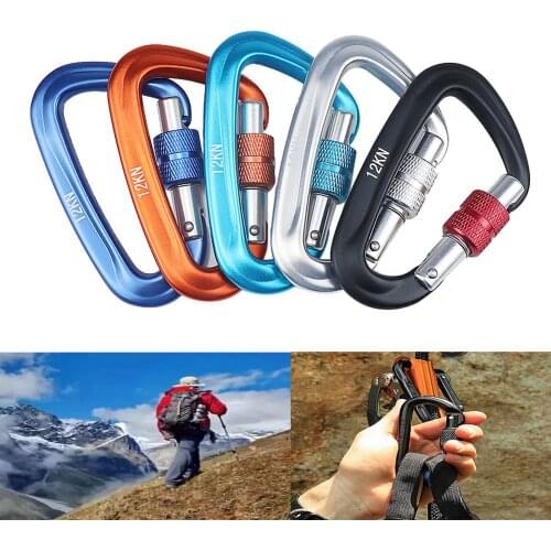 12KN Climbing Carabiner D Shape Quickdraws Professional Climbing Buckle Lock Security Safety Lock Outdoor Climbing Equipment
