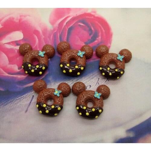 20Pcs Resin Dark Coffee Mouse Crafts Flatback Cabochon Scrapbooking Decorations Fit Hair Clips Embellishments Beads Diy