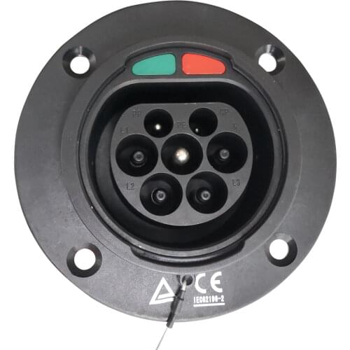 3Phase 32A Type2 IEC 62196-2 EV Charging Socket Car Side Male Socket Inlet Electric Car Cable Charger