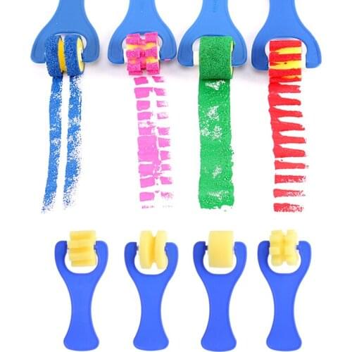 4Pcs Mini Sponge Paint Roller DIY Kids Child Art Painting Tool Toy Preschool