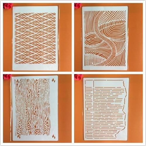 4pcs/set A4 Texture Mandala Stencils Painting Coloring Embossing Scrapbook Album Decorative Template cake stencil crafts books