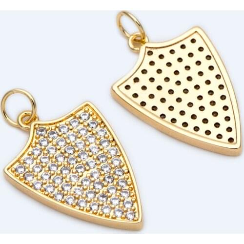 4pcs CZ paved Dainty Shield Charm Medieval Knight Medallion Pendant for Necklace Earring Bracelet Charm (GB-1560)