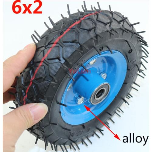 6-inch air wheel 6x2 pneumatic tire and aluminum alloy wheel hub, used for trolley, trailer caster, 6-inch electric scooter tire