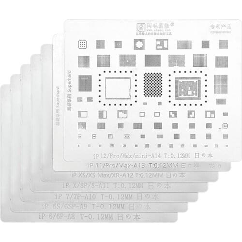 8Pcs/lot Amaoe Chip BGA Reballing Stencil Kits Set Solder for iphone x/xs/xs max/XR/8/8/7/6S/6/5S/5/5C A12/A11/A10/A9/A8/A7