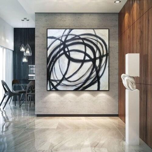 Large Abstract Canvas Black And White Oil Painting Canvas Abstract Painting Canvas Original Artwork Abstract Living Room Decor