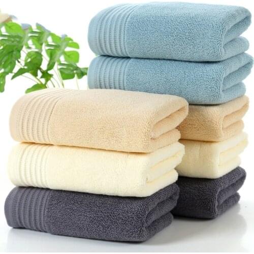 Household Face Towel Pure Cotton Solid Color Stripe Reactangle Towel Strong Water Absorption Face-care Towels for Home Bathroom