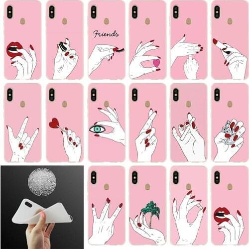Best Friend Pink Hands Red Nails Minimalist Soft Case Cover For Xiaomi Redmi Note 10 9 8 7 6 5 4 Pro Max 9S 10S 8T 9T Bag