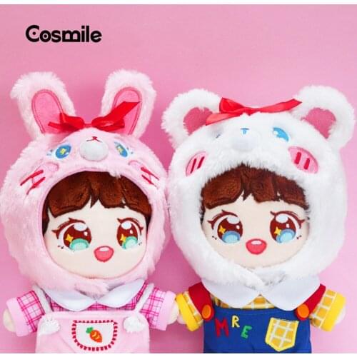 Cosmile kpop star White bear pink rabbit plush headset fit for Plush Stuffed Doll Toy Cute cosplay creative cos Gift lovely C