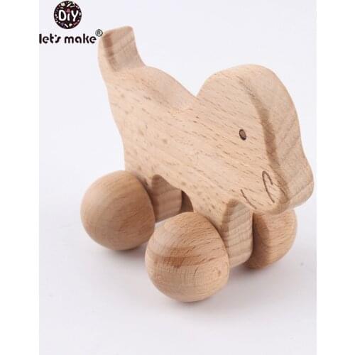 Lets make 1pc Toys For Children Stroller For Dolls Teething Beech Animals Childrens Toys BPA Free Lovely 3D wooden Baby Toys