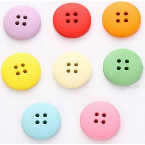 DIY 40pcs Wooden Buttons DIY Sewing Scrapbook Color Round 4 Holes Buttons 20mm decoration