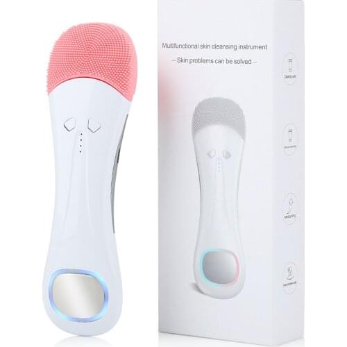 Electric Silicone Sonic Facial Face Cleansing Brush Silicone Rotating Face Brush Deep Pore Cleaning Skin Peeling Massager Cleans