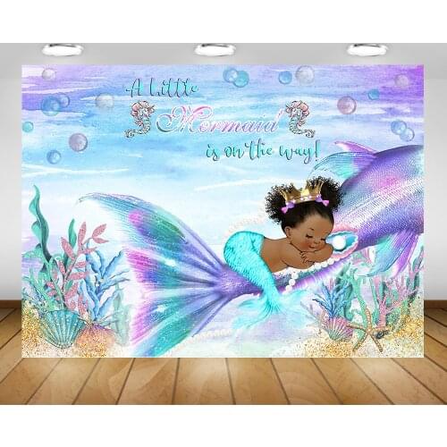 Mermaid Baby Shower Background Underwater Mermaid Princess Photo Background Flash Mermaid Tail Baby Shower Background Girl Baby