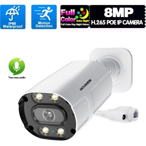 8MP 4K CCTV POE IP Security Camera Outdoor Waterproof Color Night Vision POE Bullet Video Surveillance Camera ONVIF IP Cam H.265