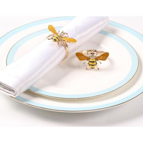 10Pcs Napkin Rings Exquisite Rust Proof Alloy Cute Bee Dragonfly Table Decor Towels Napkin Buckle for Weddings
