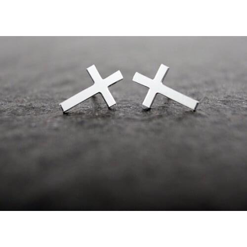 Jisensp 10pcs/lot 2017 New Fashion Tiny Cross Stud Earrings Religious Cross Earring for Girls Gift Boho Summer Jewelry