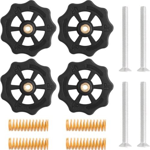 4pcs Upgraded Hand Twist Leveling Nut Diameter 40mm + 4pcs Hot Bed Spring + 4pcs M4X35mm Screws for Creality Ender 3 A8