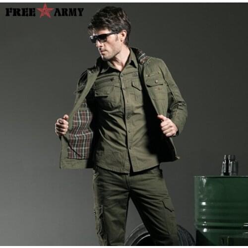 Fashion Autumn Mens Jackets and Coats Army Green Casual Tactical jacket Male Outerwear Coat Mens Clothing MS-6189A