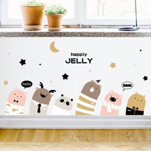 Cartoon Animals Wall Stickers for Kids Rooms Decoration DIY Nursery Wall Decals Children Bedroom Decor Wallpaper Home Art Mural