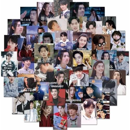 50pcs actor Xiao Zhan Stickers DIY Laptop Luggage Bicycle Sliding PVC Waterproof Material Ttoy Sticker Children Graffiti Sticker