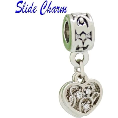 New Fashion Jewelry DIY beads merged with heart pendant charm pendant butterfly pattern sisters Fit Pandora bracelet necklace