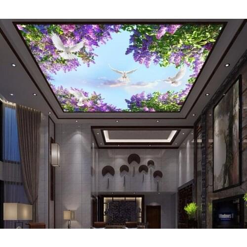 Custom photo 3d wallpaper Non-woven ceiling mural Lavender dove in sky decoration painting 3d wall murals wallpaer for walls 3d