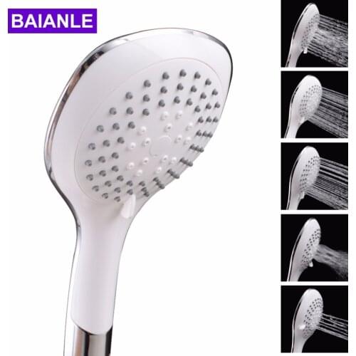 Five function Handheld Shower Head saving water ABS Plastic with chrome Round shower heads Bathroom Accessories