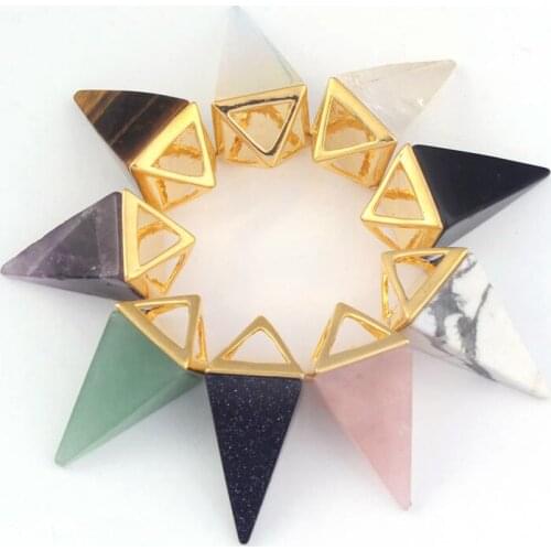 Reiki Chakra Pyramid Pendulum Gem Natural Stone Necklace Pendant European Jewelry Hexagon Fashion Crystal Pillar Amulet Jewelry