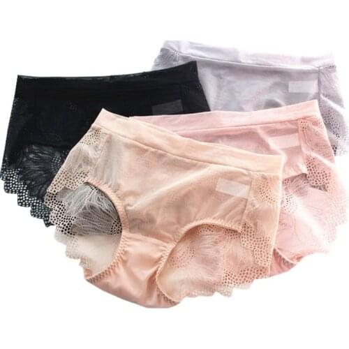 S206 New Womens Panties Lace and Silk Material Sexy Female Underwear Seamless Briefs With Large Size and Multicolor Soft Breath