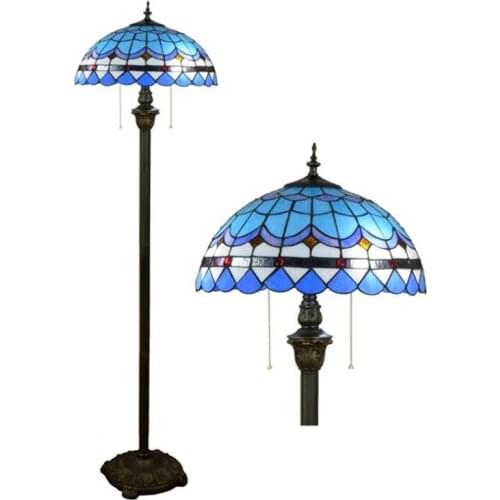 Mediterranean Sea Blue Led Foyer Floor Lamp Vintage Country Apartment Sofa Corner Lamp Reading Floor Light 1253