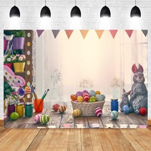 Yeele Vinyl Wood Pland Spring Easter Eggs Rabbit Flage Photography Backdrops Photo Backgrounds For Photo Shoot Props Photophone