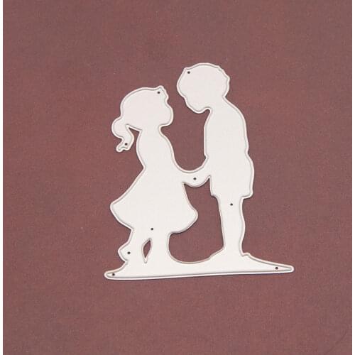 Reunion Boy and Girl Holding Hand Metal Cutting Dies Scrapbooking Craft Mold Cut Die Stencil Handmade Paper Card Make Template