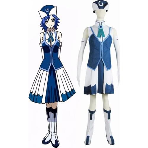 Anime Fairy Tail Rain Juvia Lockser Blue Cosplay Costumes for Women