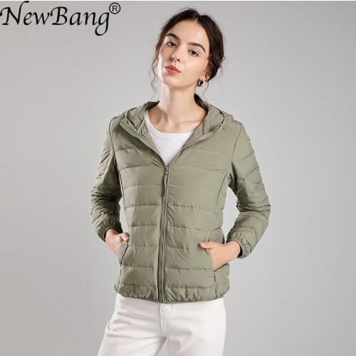 NewBang Womens Down Jackets Ultra Light Duck Down Women Matt Fabric Lightweight Coat Hooded Female Windbreaker Parka Plus Coats