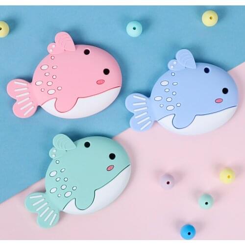 1pc Animal Whale Baby Teether Food Grade Rodents Baby Teething Beads DIY Pacifier Chain Necklaces Baby Silicone Teether