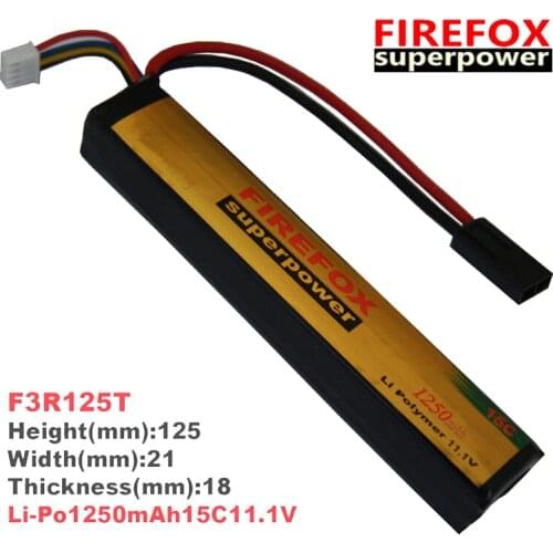 1pcs 100% Orginal FireFox 11.1V 1250mAh 15C Li-Po AEG Airsoft Battery F3R125T