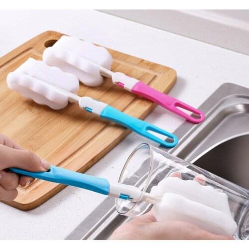 1Pcs Detachable Long Handle Soft Sponge Cup Brush Water Bottle Glass Cleaning Brush Scrubber Household Cleaning Accessories